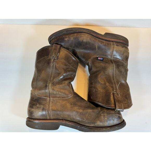 12 D Chippewa Brown Leather Steel Toe Work Boots Slip On Logger Made In USA - Picture 4 of 16